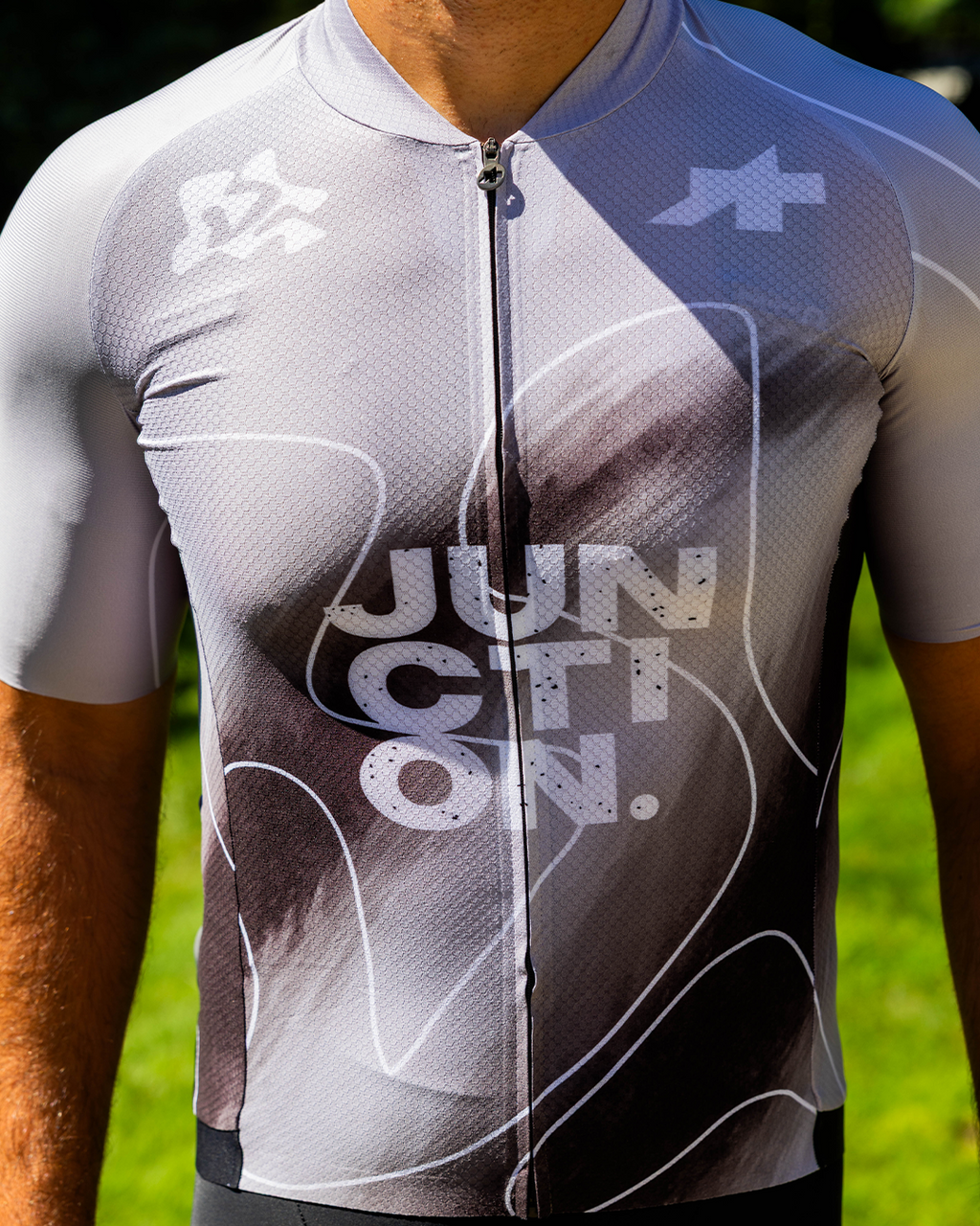Front of the Pathfinder jersey with its full-length zip and Junction lettering